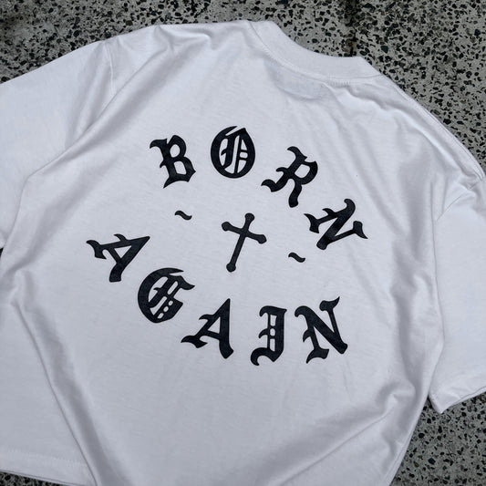 Born Again Boxy Crop Tee White