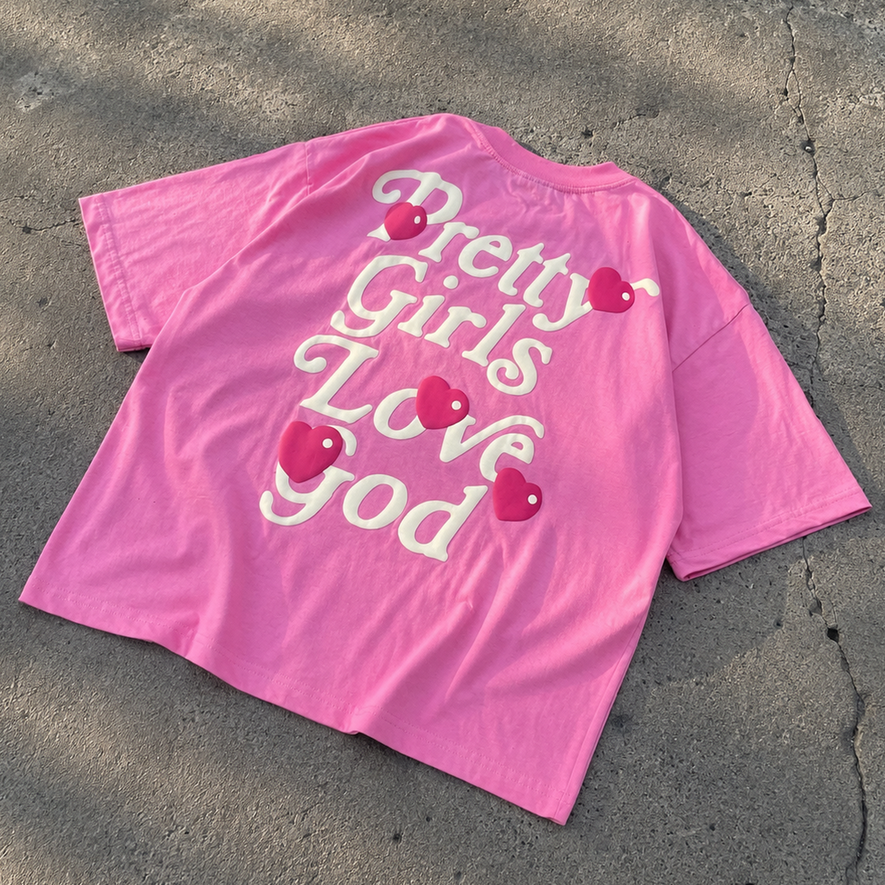 Pretty Girls  Puff Print Boxy Crop Tee