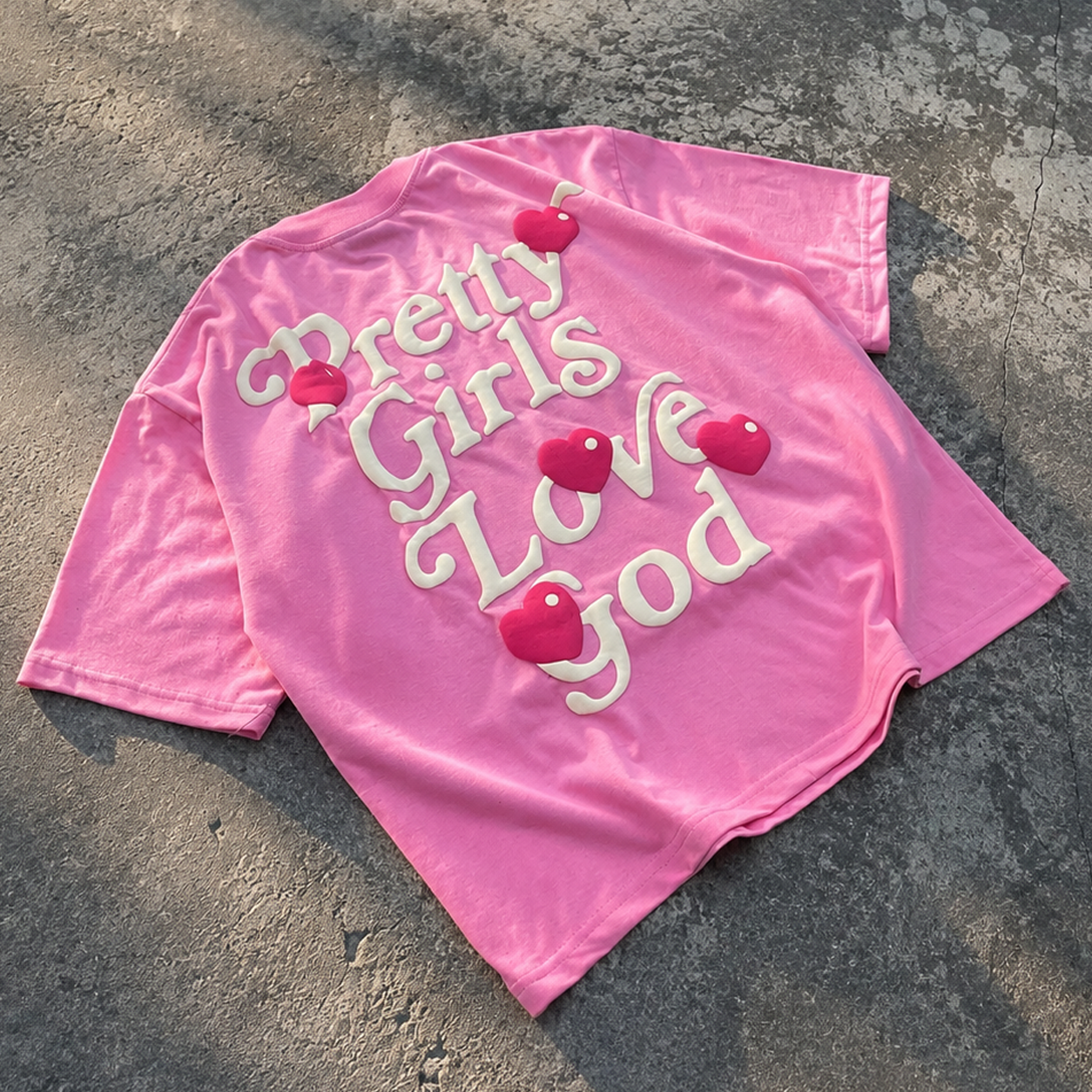 Pretty Girls  Puff Print Boxy Crop Tee