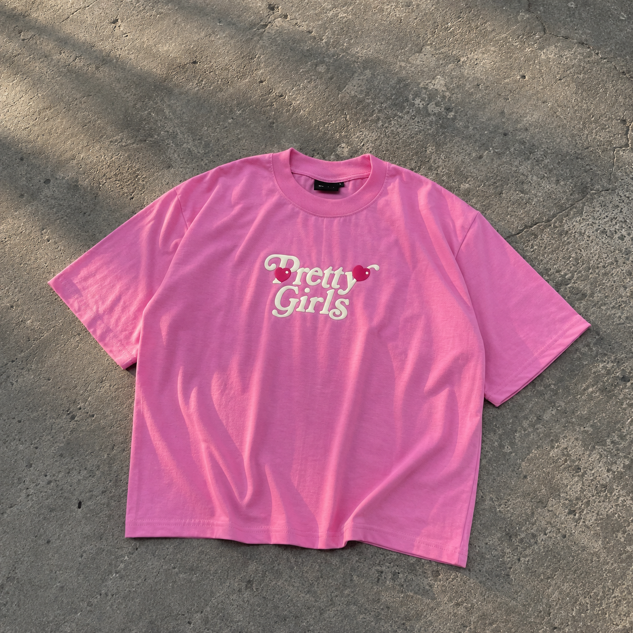 Pretty Girls  Puff Print Boxy Crop Tee