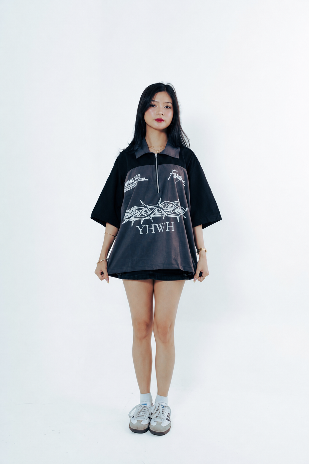 HOSANNA Polo Boxy Crop Gray