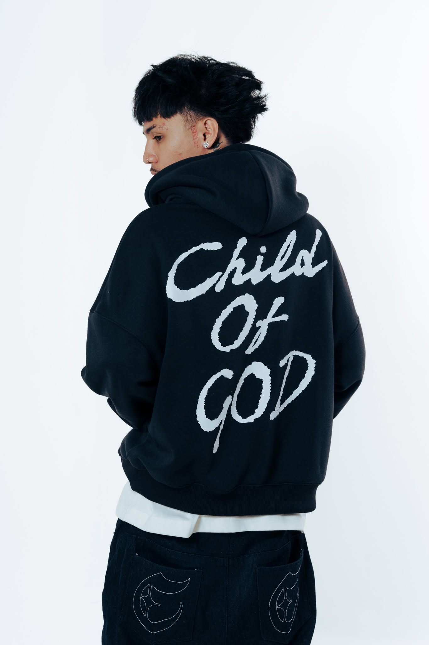 Child Boxy Crop Hoodie Black