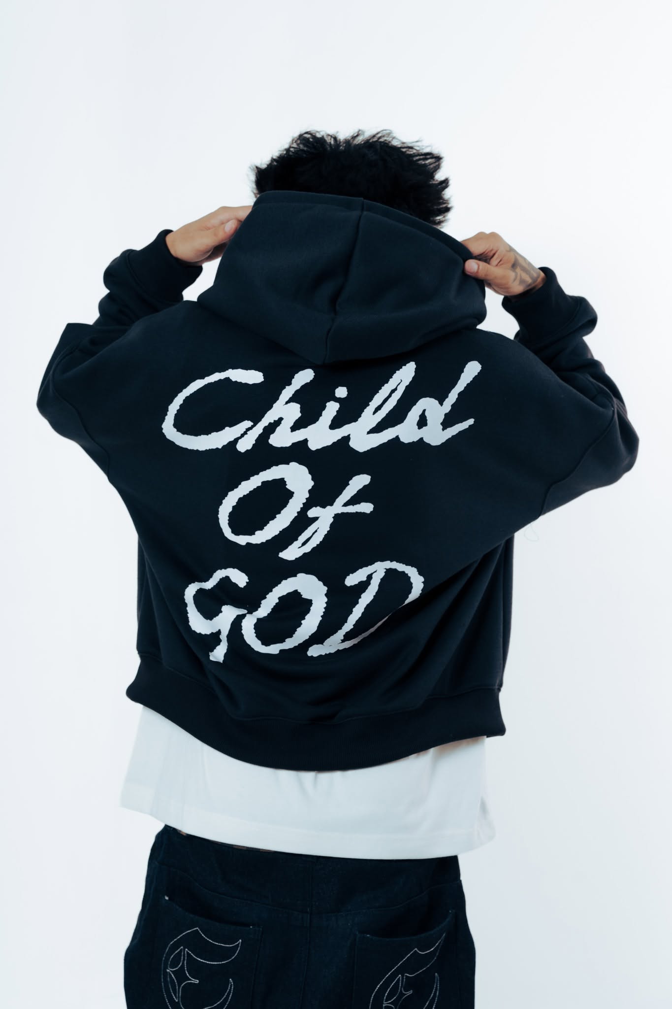 Child Boxy Crop Hoodie Black