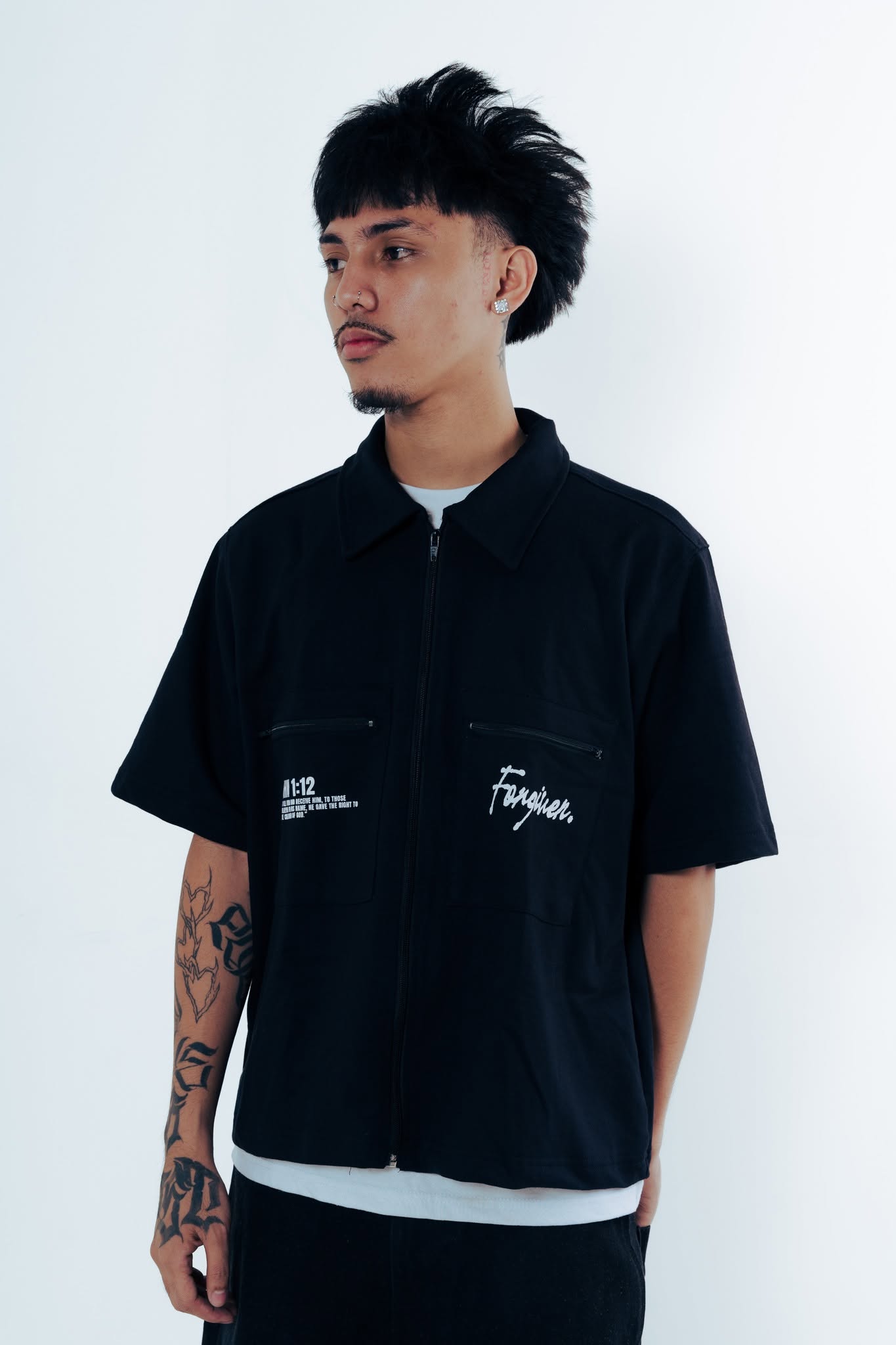 Child  Zip Polo Boxy Crop French Terry