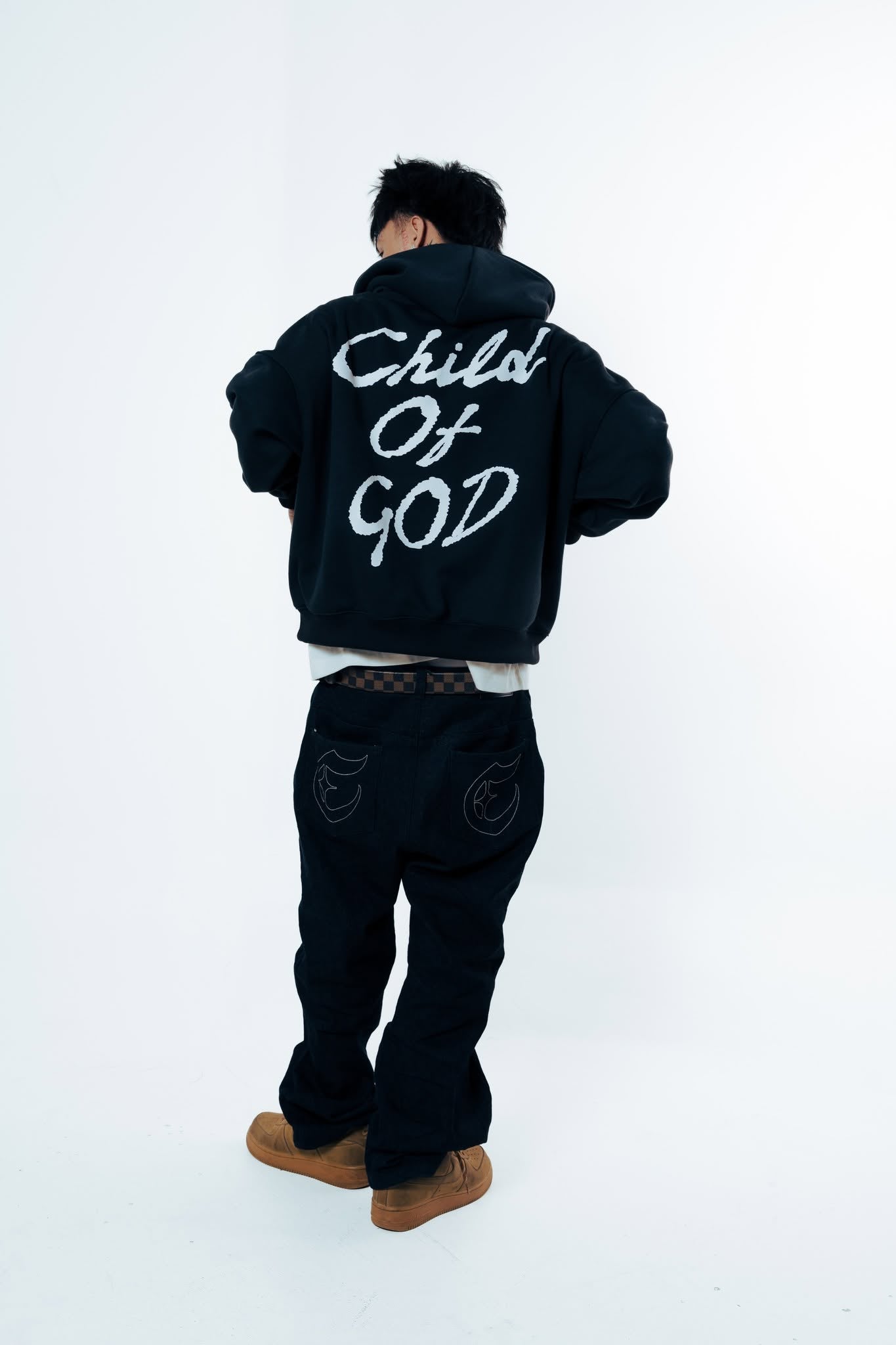 Child Boxy Crop Hoodie Black