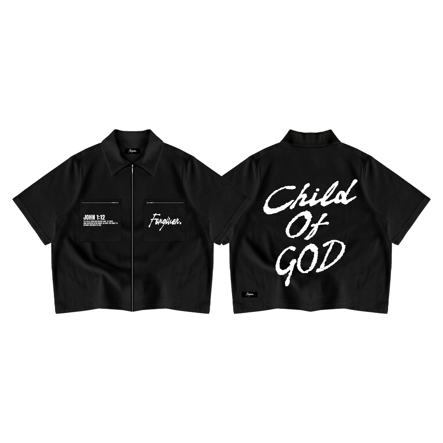 Child  Zip Polo Boxy Crop French Terry