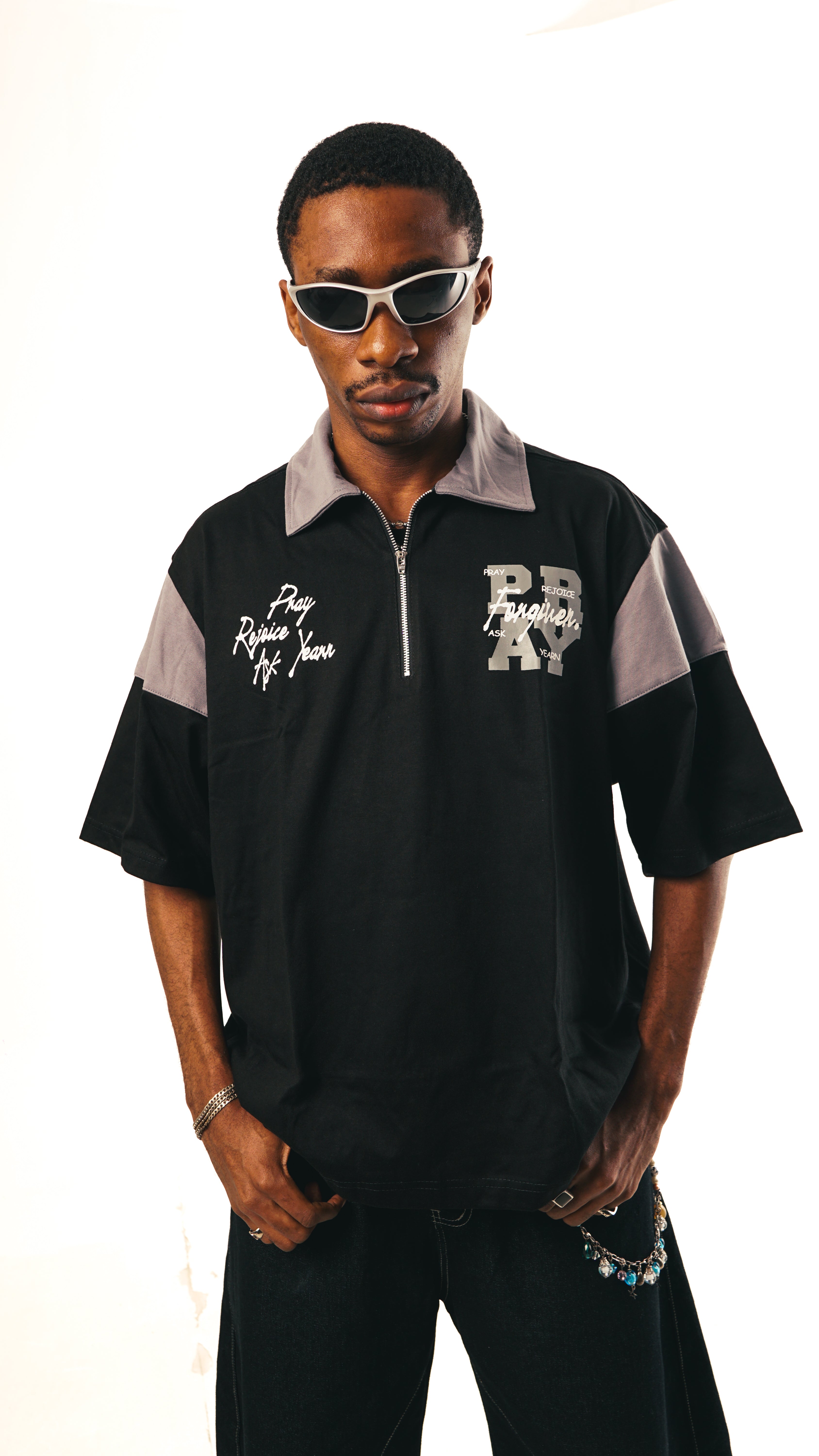 Pray Zip Polo Boxy Crop – Forgiven