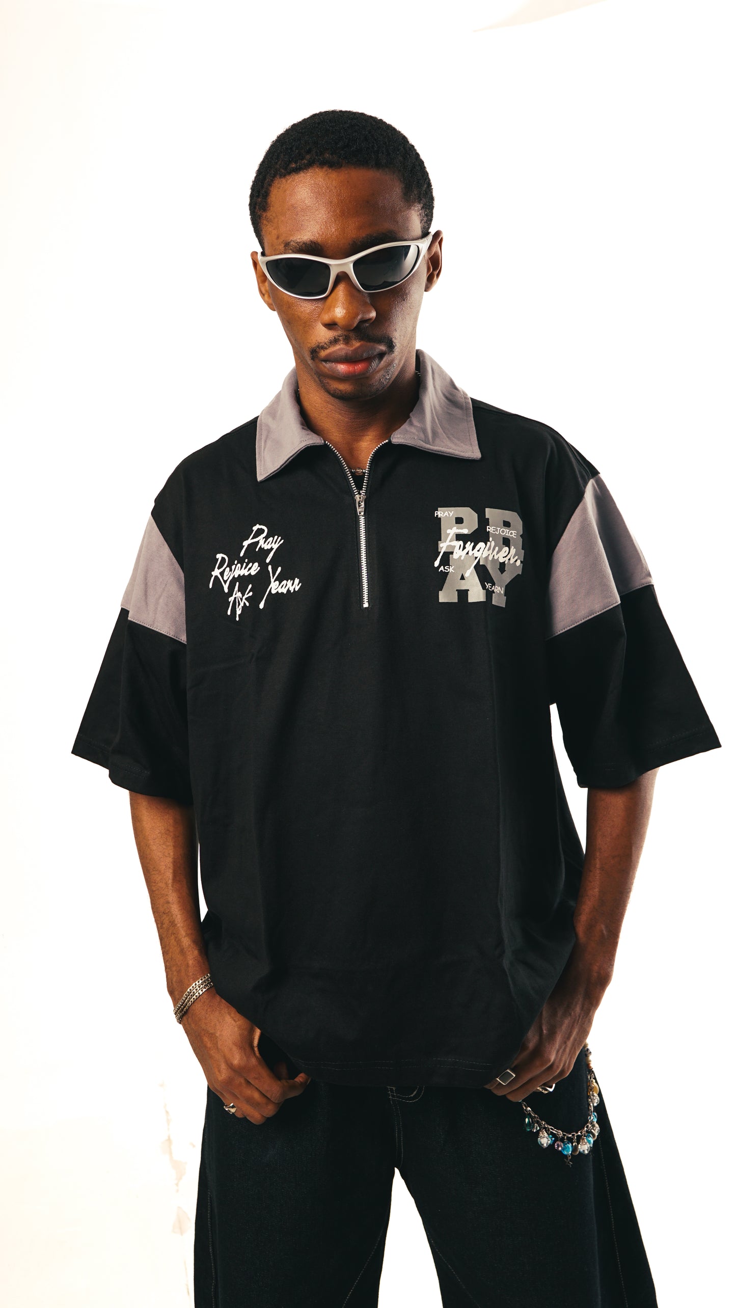 Pray Zip Polo Boxy Crop