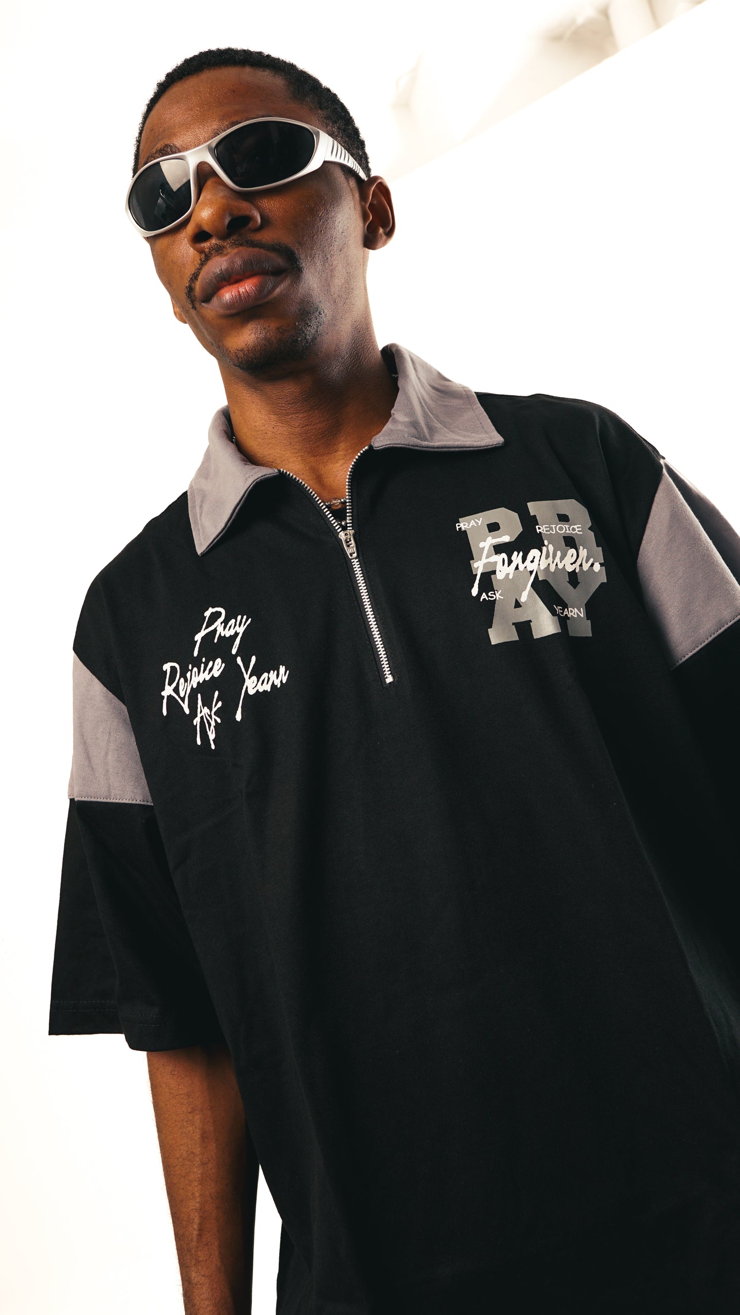 Pray Zip Polo Boxy Crop