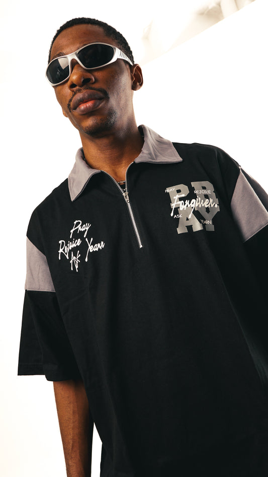 Pray Zip Polo Boxy Crop