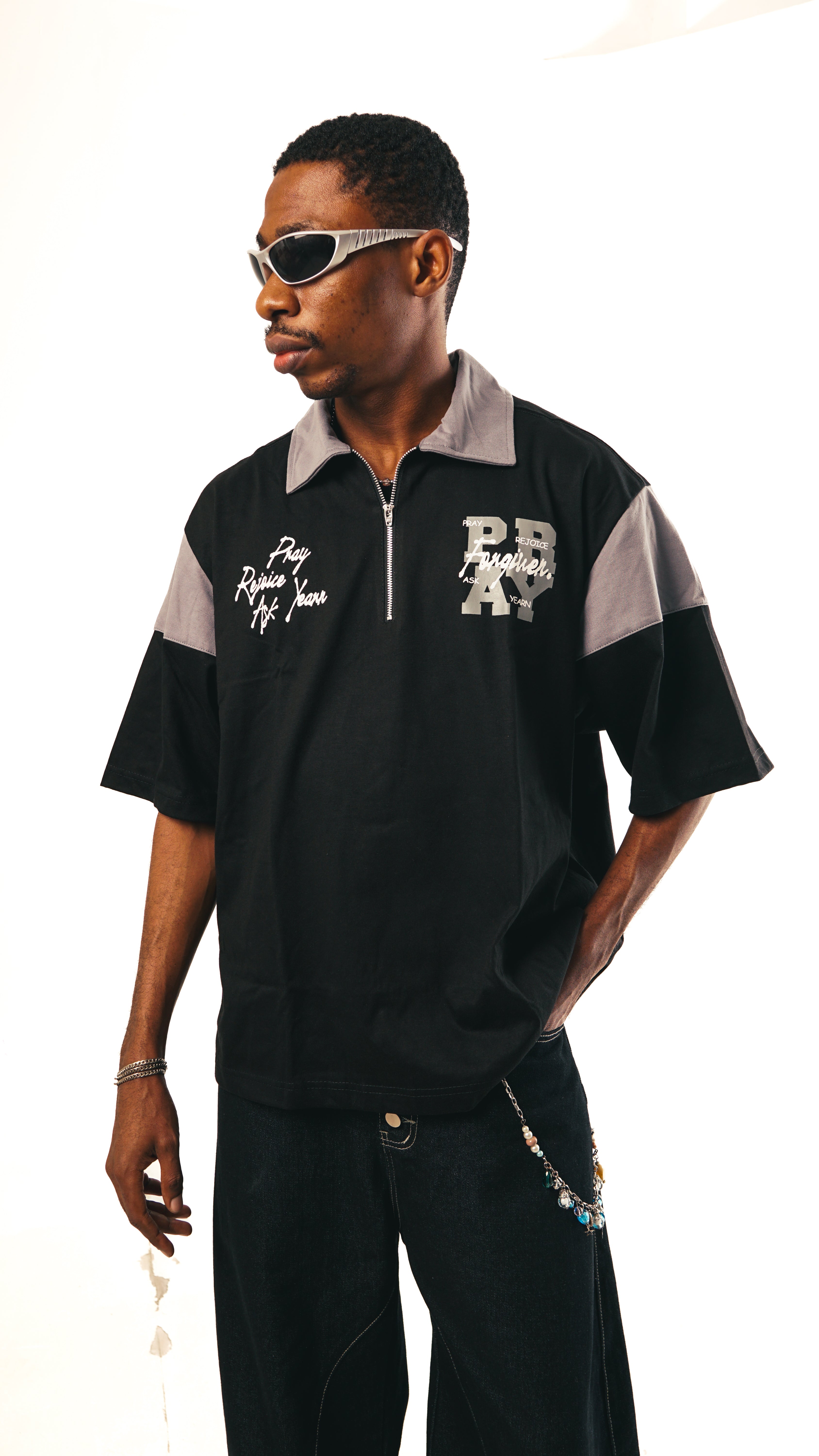 Pray Zip Polo Boxy Crop – Forgiven