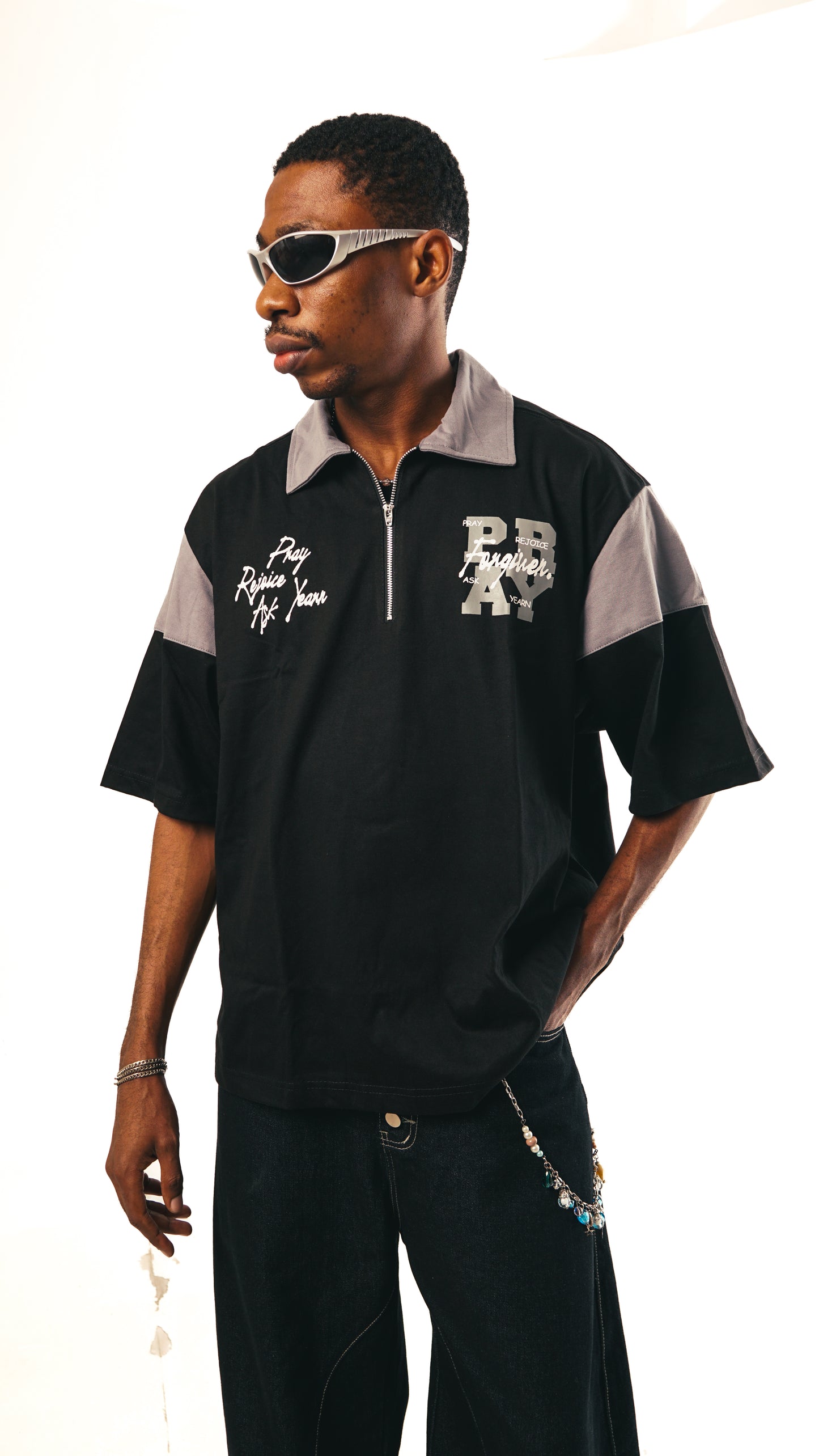 Pray Zip Polo Boxy Crop
