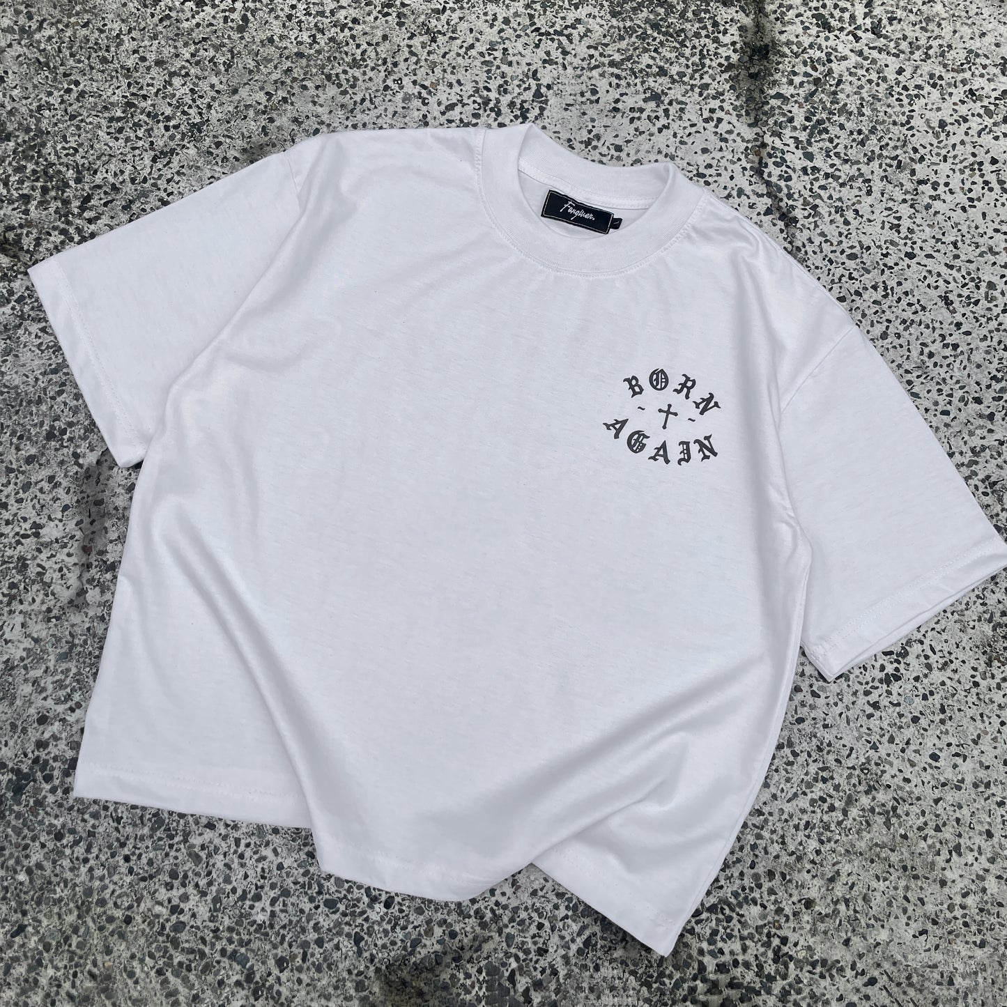 Born Again Boxy Crop Tee White