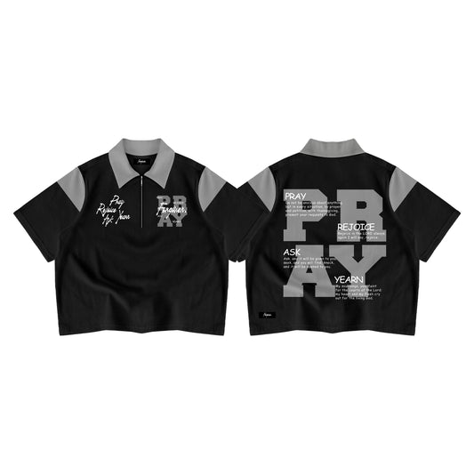 Pray Zip Polo Boxy Crop