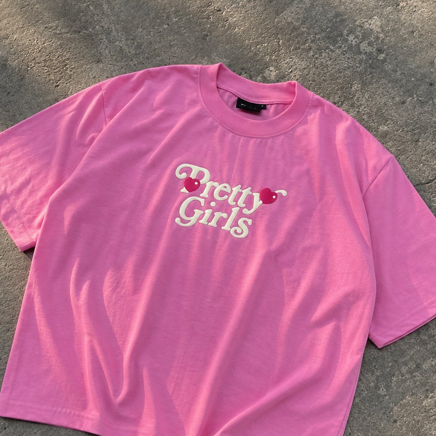 Pretty Girls  Puff Print Boxy Crop Tee
